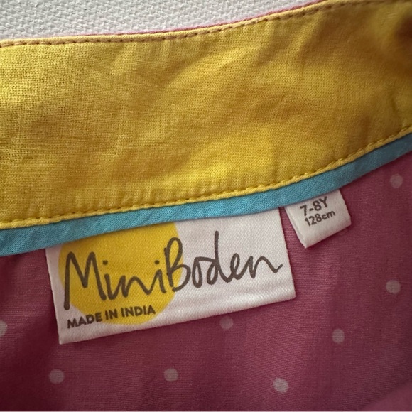 Mini Boden Girls 7-8 Pink Smocked Easter Dress Bunny Eggs Duck Sheep Spring - Picture 6 of 9